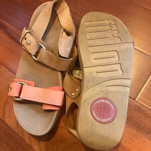 FitFlop Brown and Pink Slide Sandals